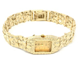 14k Yellow Gold Solid Nugget Bracelet Link Geneve Diamond Wrist Watch 7"-7.5" 45 grams