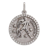 14k White Gold  Diamond Zodiac Sign Aquarius Pendant - Aquarius,White