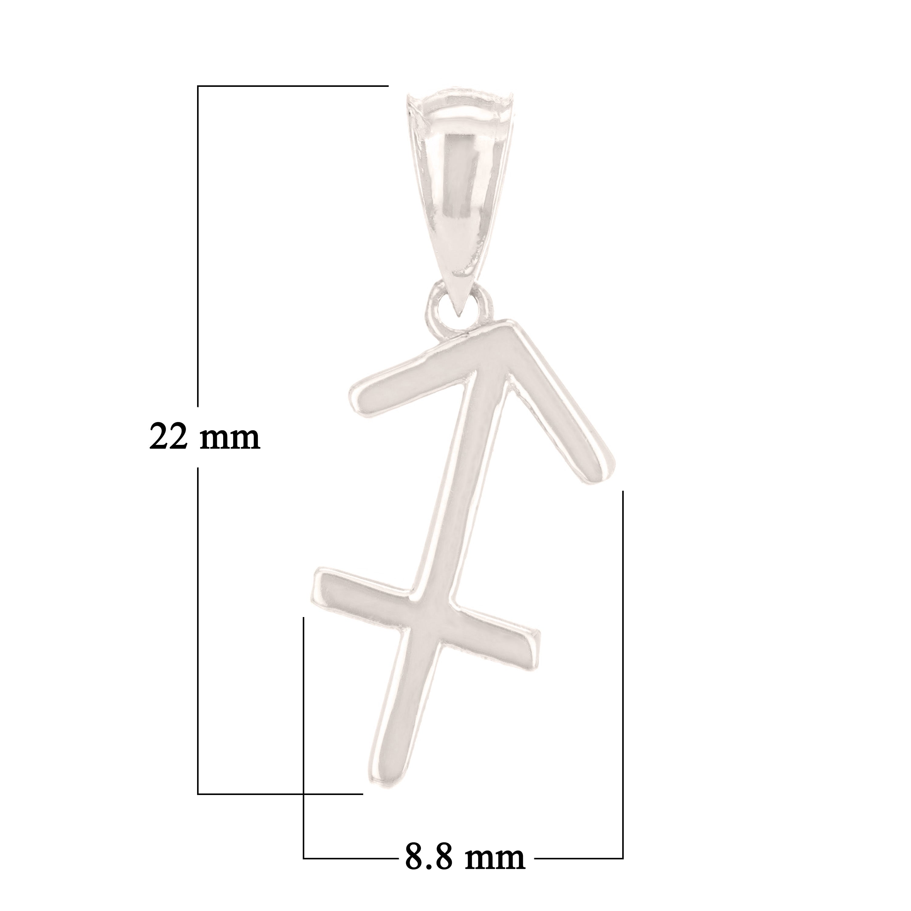 14k White Gold Sagittarius Zodiac Sign Charm Pendant - Sagittarius,White