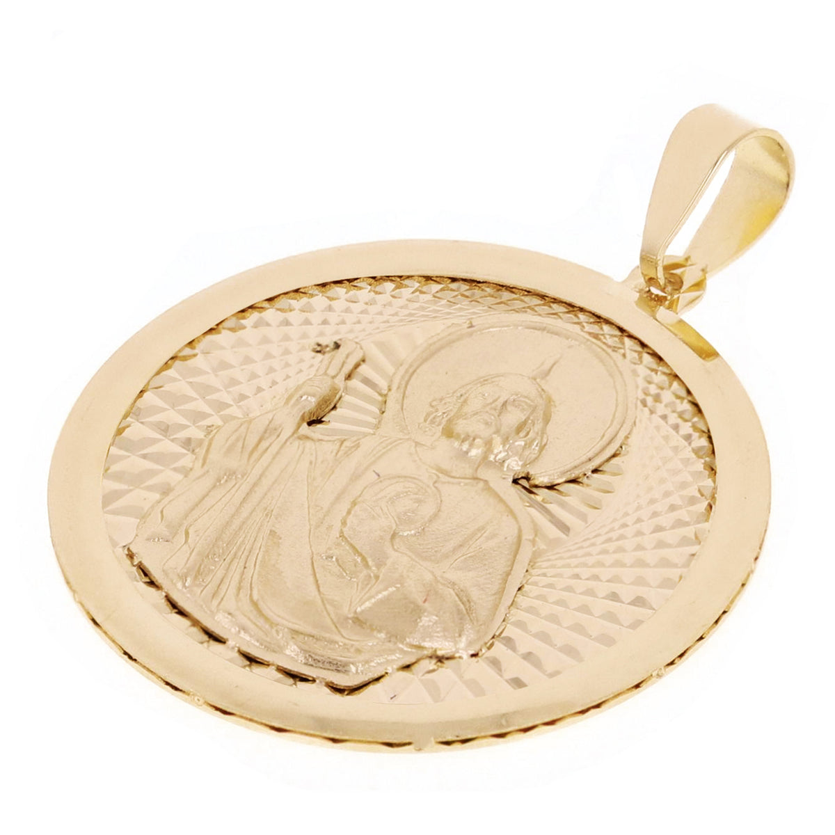 Italian 14k Yellow Gold Saint Jude Medal Charm Pendant 1.1" – Direct ...