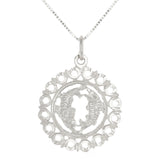 14k White Gold Zodiac Sign Pisces Pendant Necklace 18" - Pisces,White