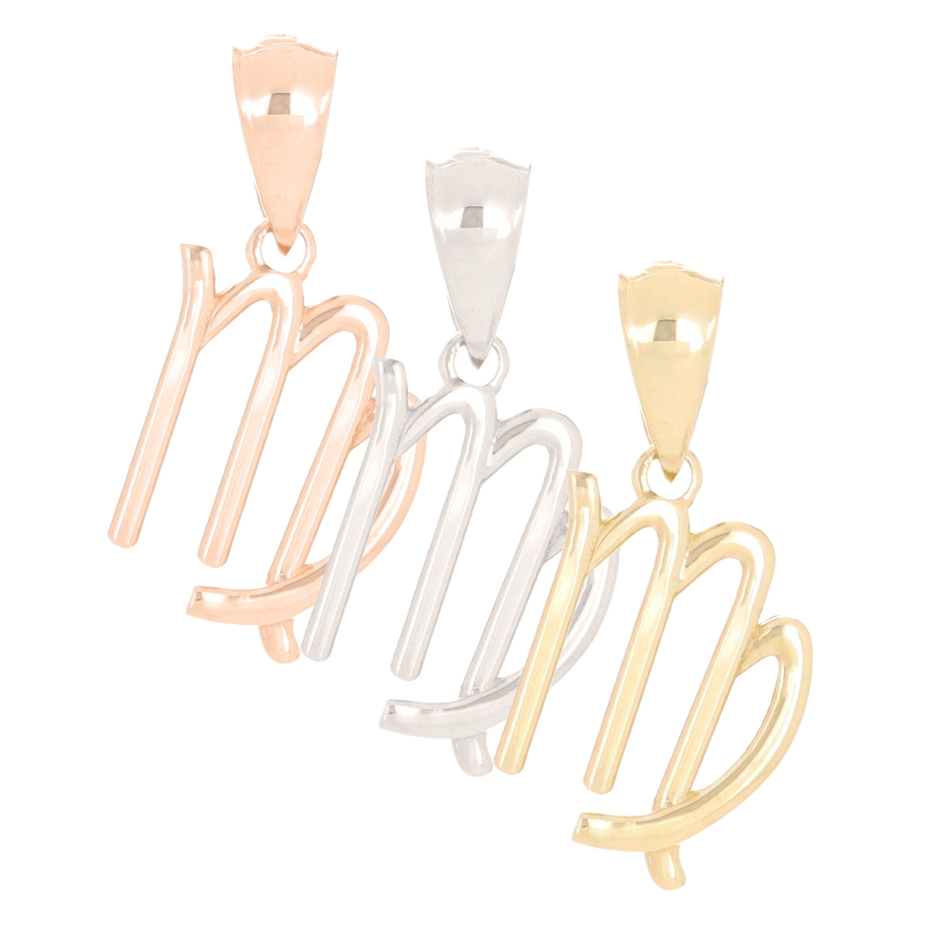 14k White Gold Virgo Zodiac Sign Charm Pendant - Virgo,White