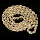 14k Yellow Gold Solid Diamond Cut Rope Chain Necklace 20" 5mm 34.5 grams - 20"