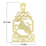 14k Yellow Gold Diamond Zodiac Sign Capricorn Pendant - Capricorn,Yellow