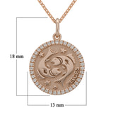 14k Rose Gold  Diamond Zodiac Sign Pisces Pendant Necklace 18" - Pisces,Rose