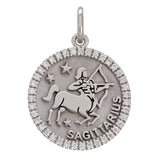 14k White Gold  Diamond Zodiac Sign Sagittarius Pendant - Sagittarius,White