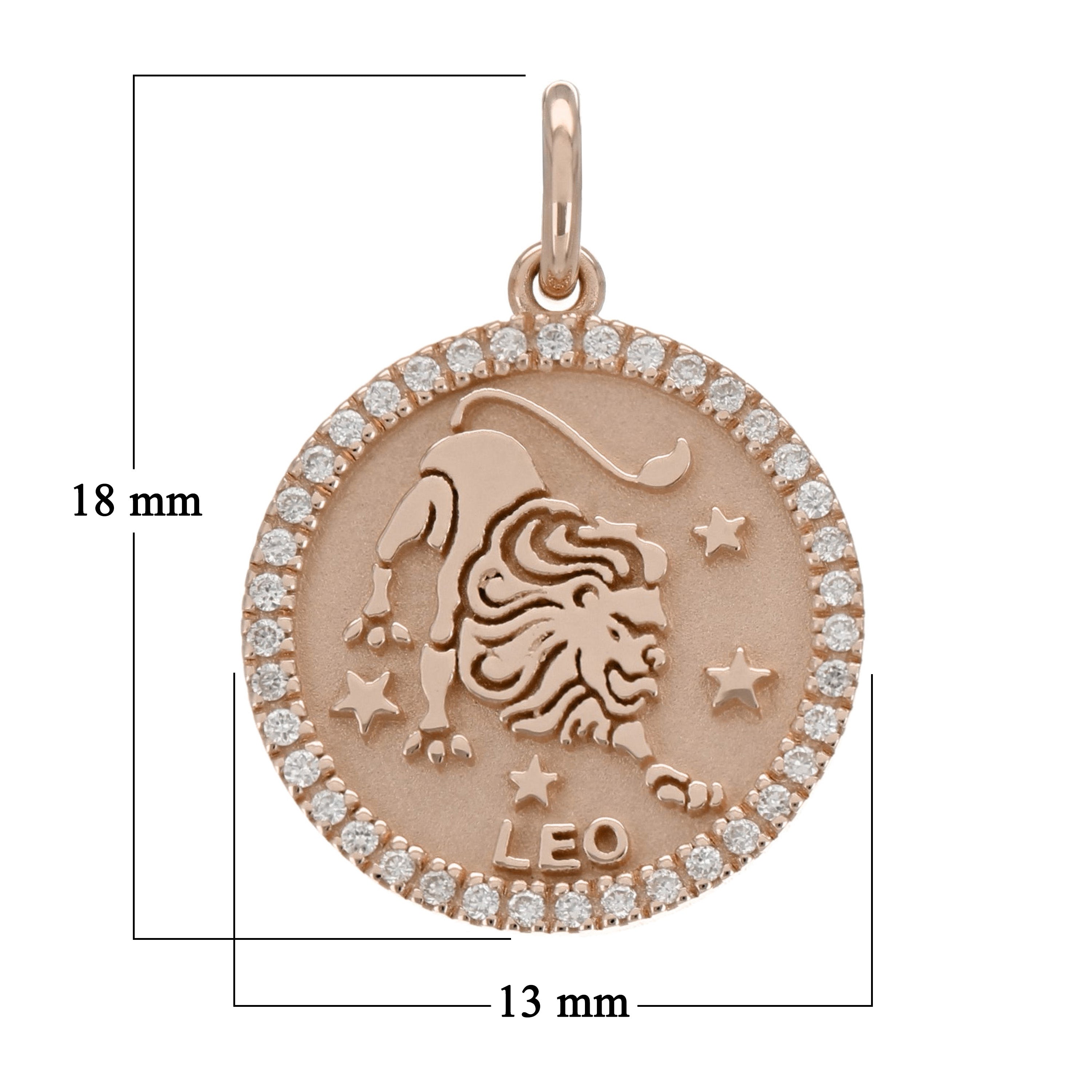14k Rose Gold  Diamond Zodiac Sign Leo Pendant - Leo,Rose