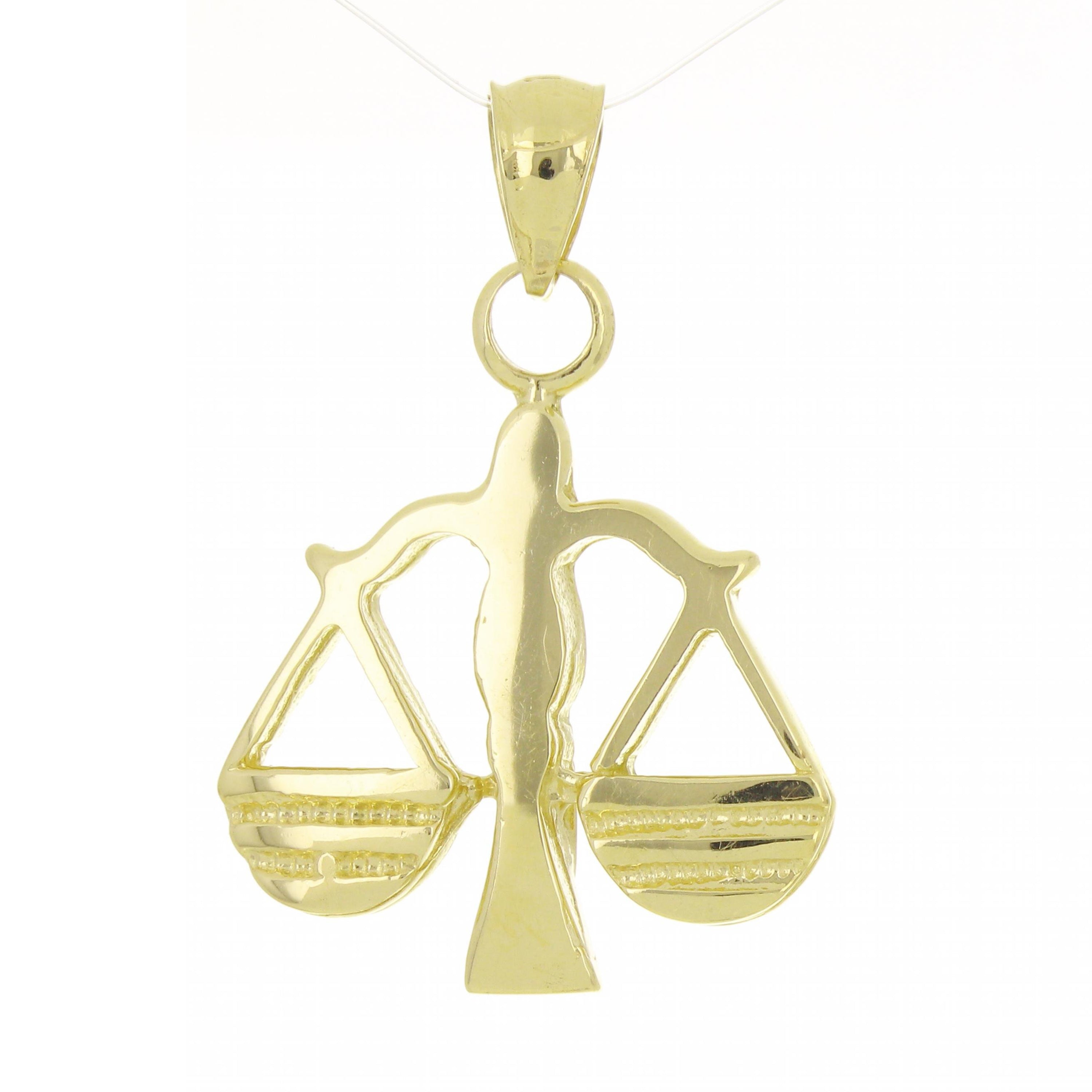 14k Yellow Gold Scales of Justice Libra Zodiac Sign Charm Pendant 3.7 grams - Yellow