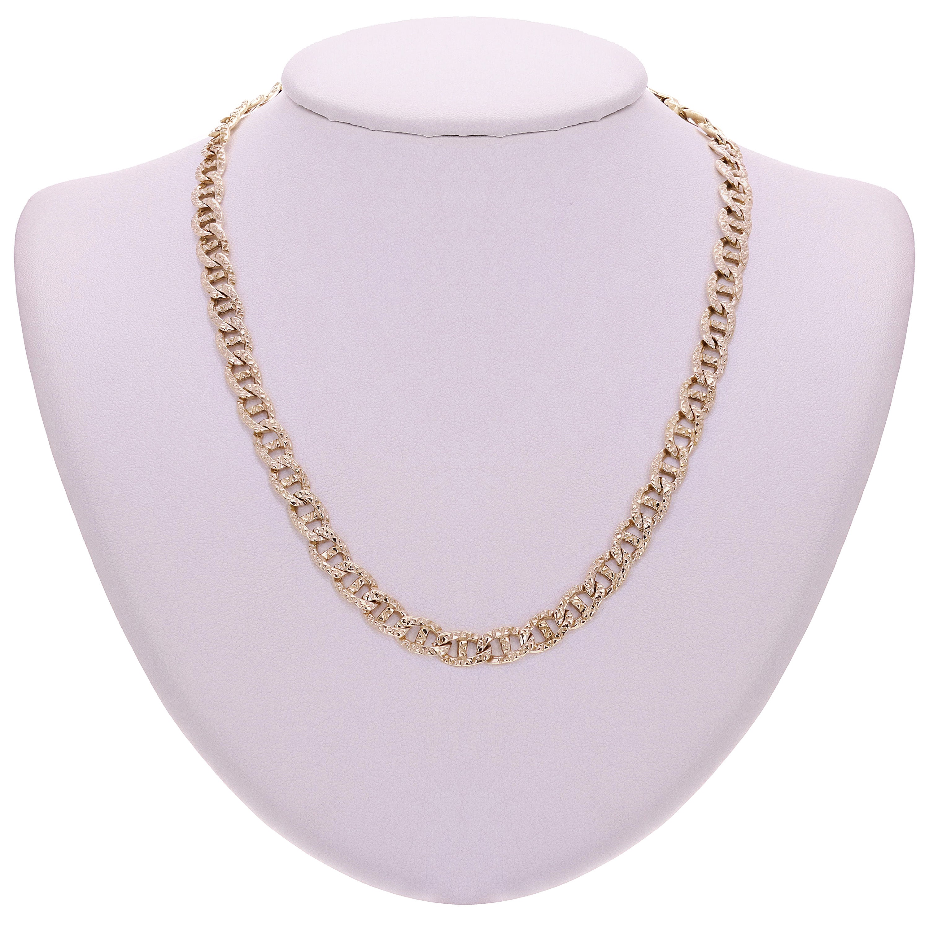 14k Yellow Gold Nugget Gucci Mariner Link Chain Necklace 7.3mm 20" - 28"