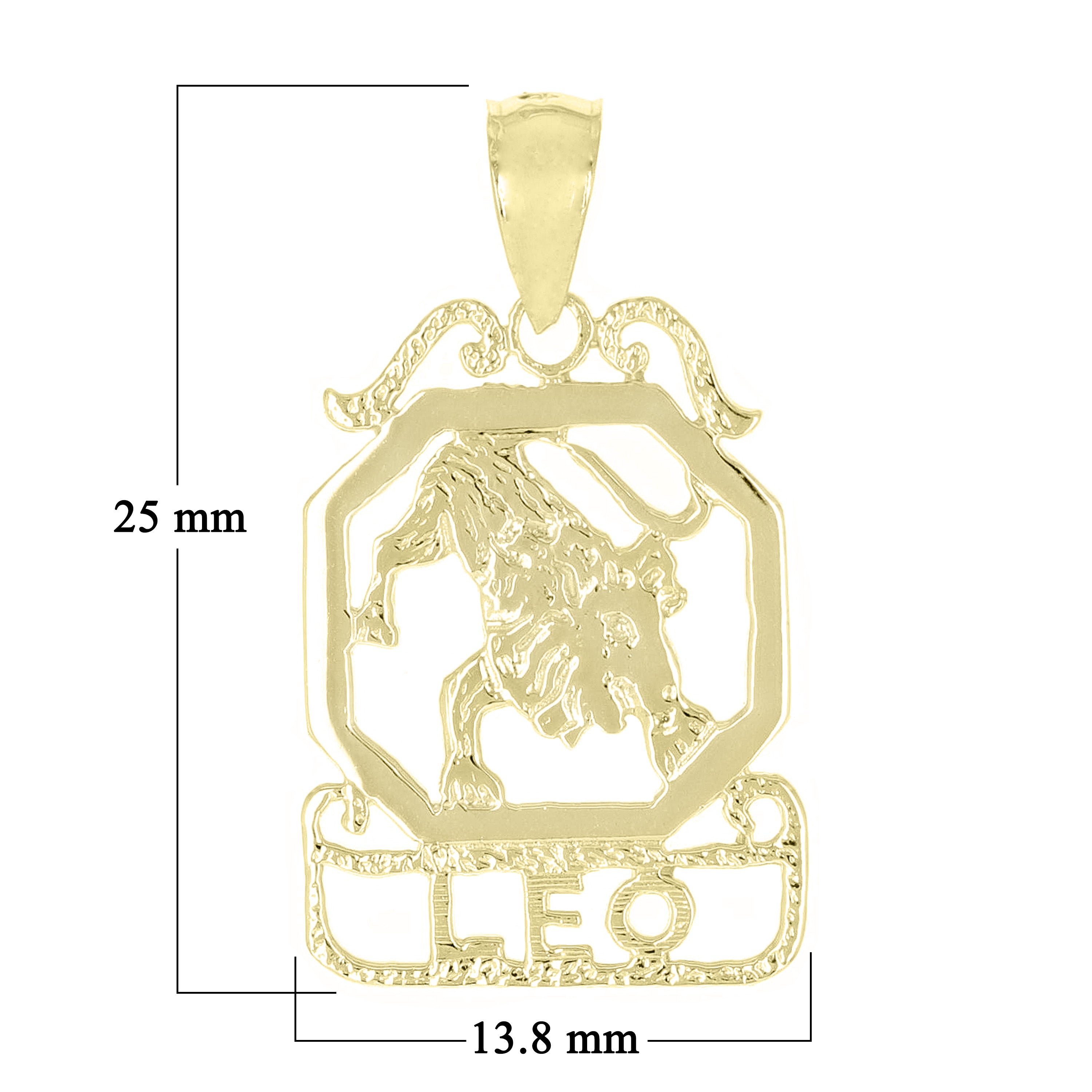 14k Yellow Gold Diamond Zodiac Sign Leo Pendant - Leo,Yellow