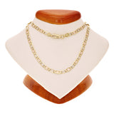 14k Tri Color Gold Pave Valentino Mariner Link Chain Necklace 18" 3.3mm 9.3grams