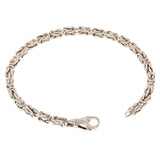14k White Gold Solid Square Byzantine Bracelet 7" 4.7mm 20.5 grams - White,7"