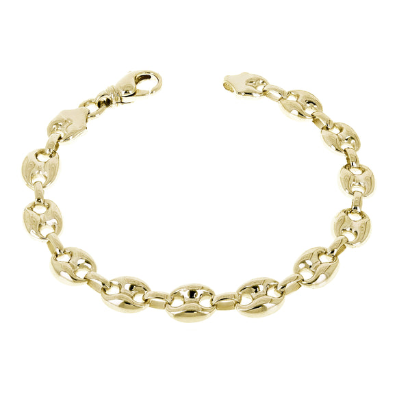 10k Yellow Gold Solid Puffy Mariner Link Chain Bracelet 7