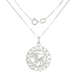 14k White Gold Zodiac Sign Leo Pendant Necklace 18" - Leo,White