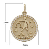 14k Yellow White or Rose Gold Diamond Zodiac Sign Charm Pendant - Libra,Yellow