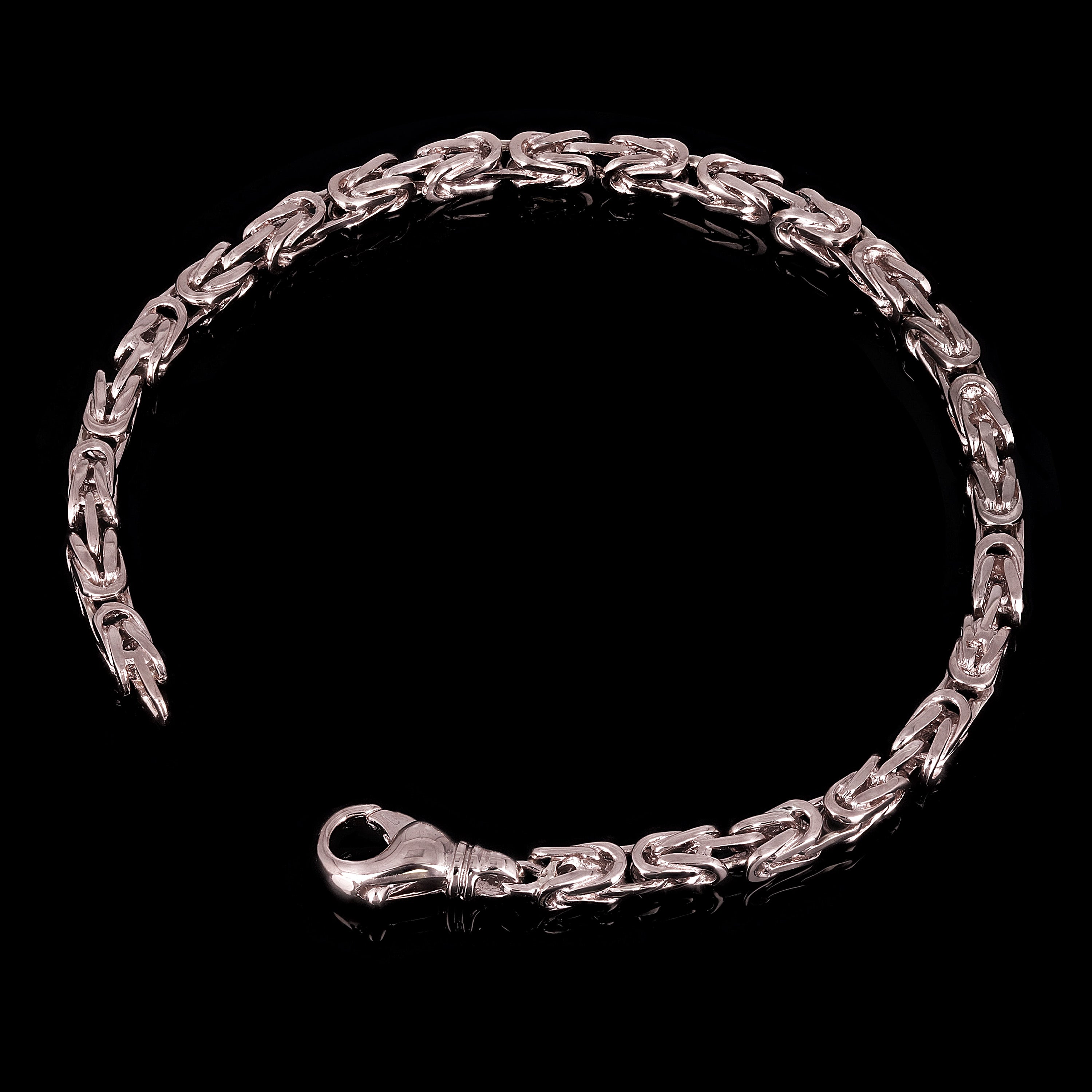 14k White Gold Solid Square Byzantine Bracelet 7" 4.7mm 20.5 grams - White,7"