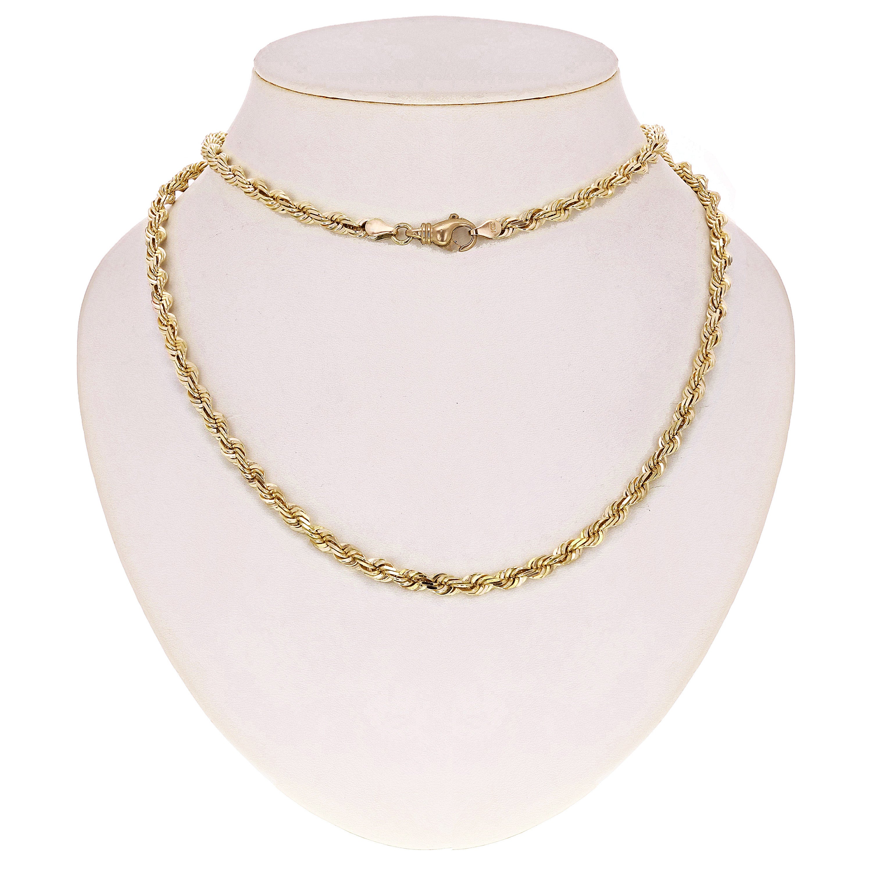 Men's Solid 10k Yellow Gold Diamond Cut Rope Chain Necklace 20" 6mm 47 grams - 20" 47 grams