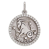 14k White Gold  Diamond Zodiac Sign Capricorn Pendant - Capricorn,White