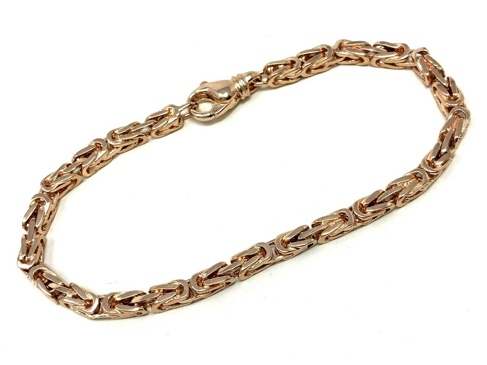 14k Rose Gold Solid Square Byzantine Bracelet Link Chain 9" 4.7mm 27 grams - Rose,9"