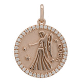 14k Rose Gold  Diamond Zodiac Sign Virgo Pendant - Virgo,Rose