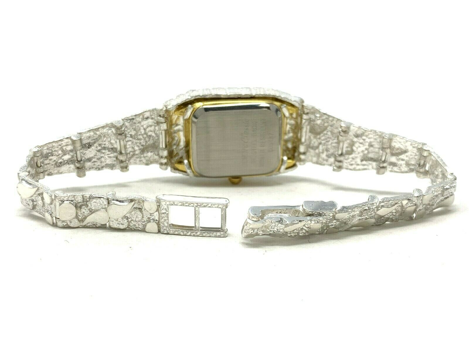 Women's 925 Sterling Silver Nugget Link Geneve Wrist Watch 6.5-7" 24.7 grams