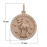 14k Rose Gold  Diamond Zodiac Sign Aries Pendant - Aries,Rose