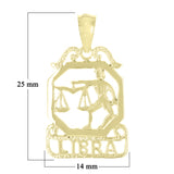 14k Yellow Gold Diamond Zodiac Sign Libra Pendant - Libra,Yellow