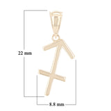 14k Yellow Gold Sagittarius Zodiac Sign Charm Pendant - Sagittarius,Yellow