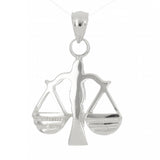 14k White Gold Scales of Justice Libra Zodiac Sign Charm Pendant 1" 3.7 grams - White