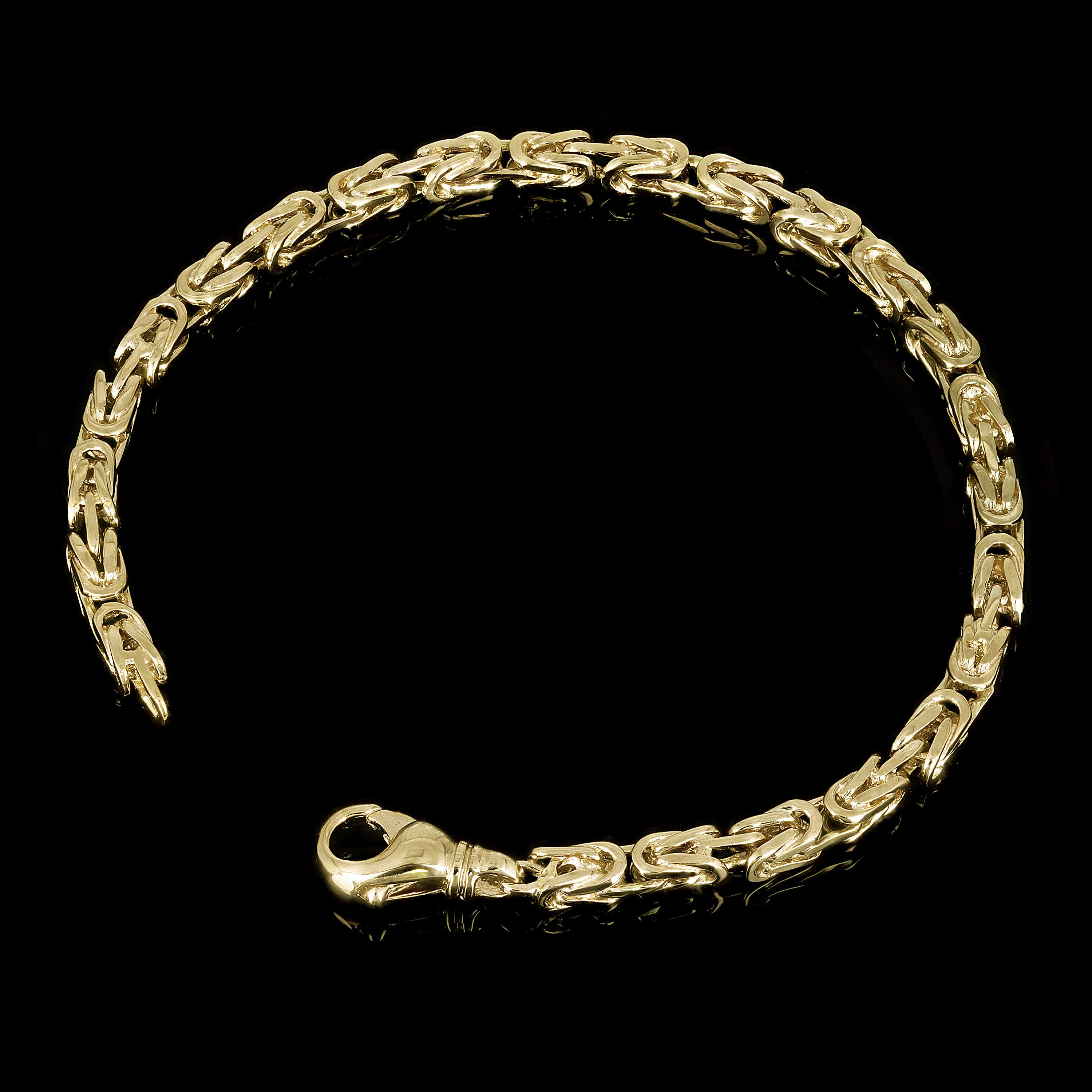 14k Yellow Gold Solid Square Byzantine Bracelet 7" 4.7mm 20.5 grams - Yellow,7"