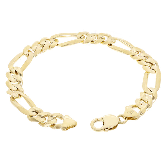 14k Yellow Gold Solid Heavy Figaro Link Chain Bracelet 9.25