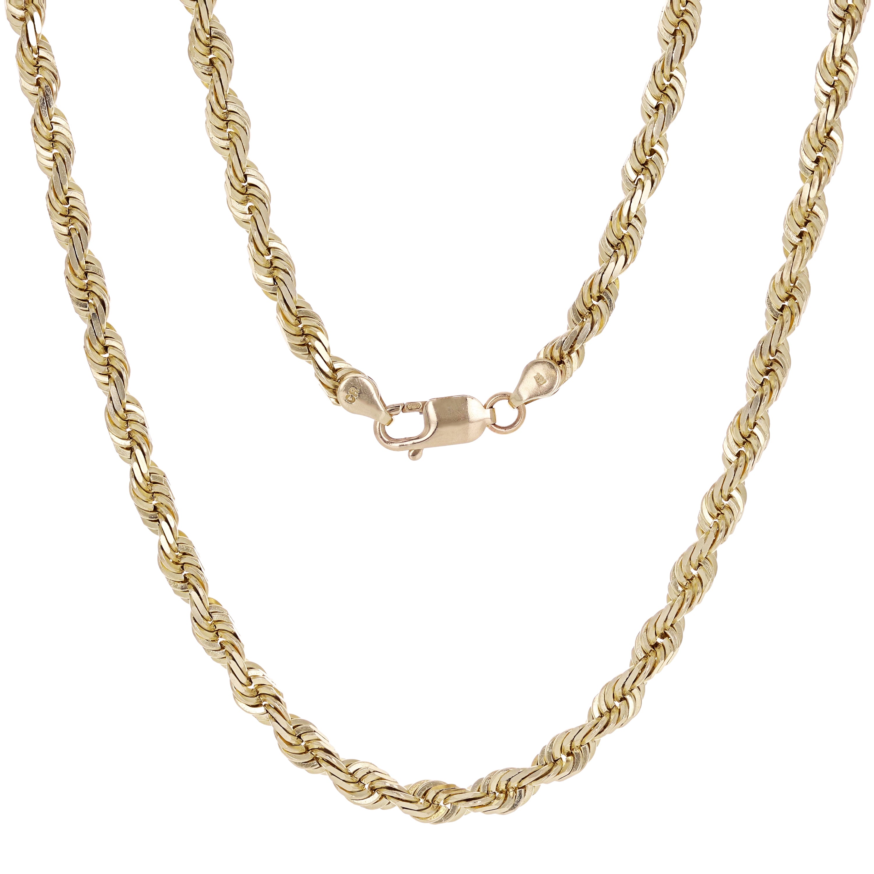 14k Yellow Gold Solid Diamond Cut Rope Chain Necklace 20" 6mm 54 grams - 20" 6mm