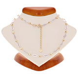 Italian Two Tone Gold 3D Oval & Diamond Cut Ball Beads Link Necklace 16" 4.5gram