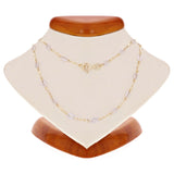 Italian Two Tone Gold Diamond Cut Oval and Twisted Link Necklace 16" 2.4 grams