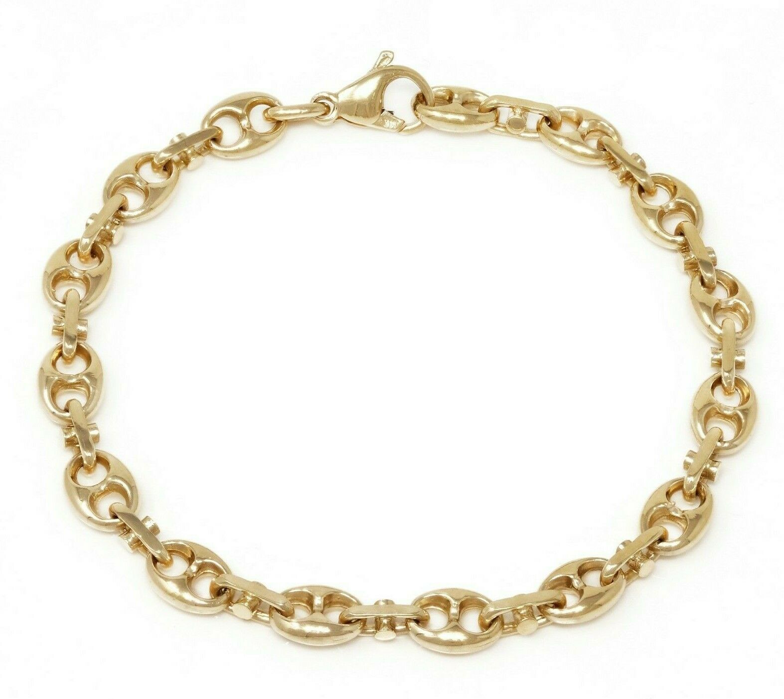 14k Yellow Gold Solid Gucci Mariner Link Chain Bracelet 9" 7.5mm 25.3 grams