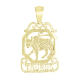 14k Yellow Gold Diamond Zodiac Sign Taurus Pendant - Taurus,Yellow