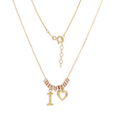 Italian 14k Tri Color Gold I Heart Ring Charm Pendant Necklace 17.5" 2.6 grams