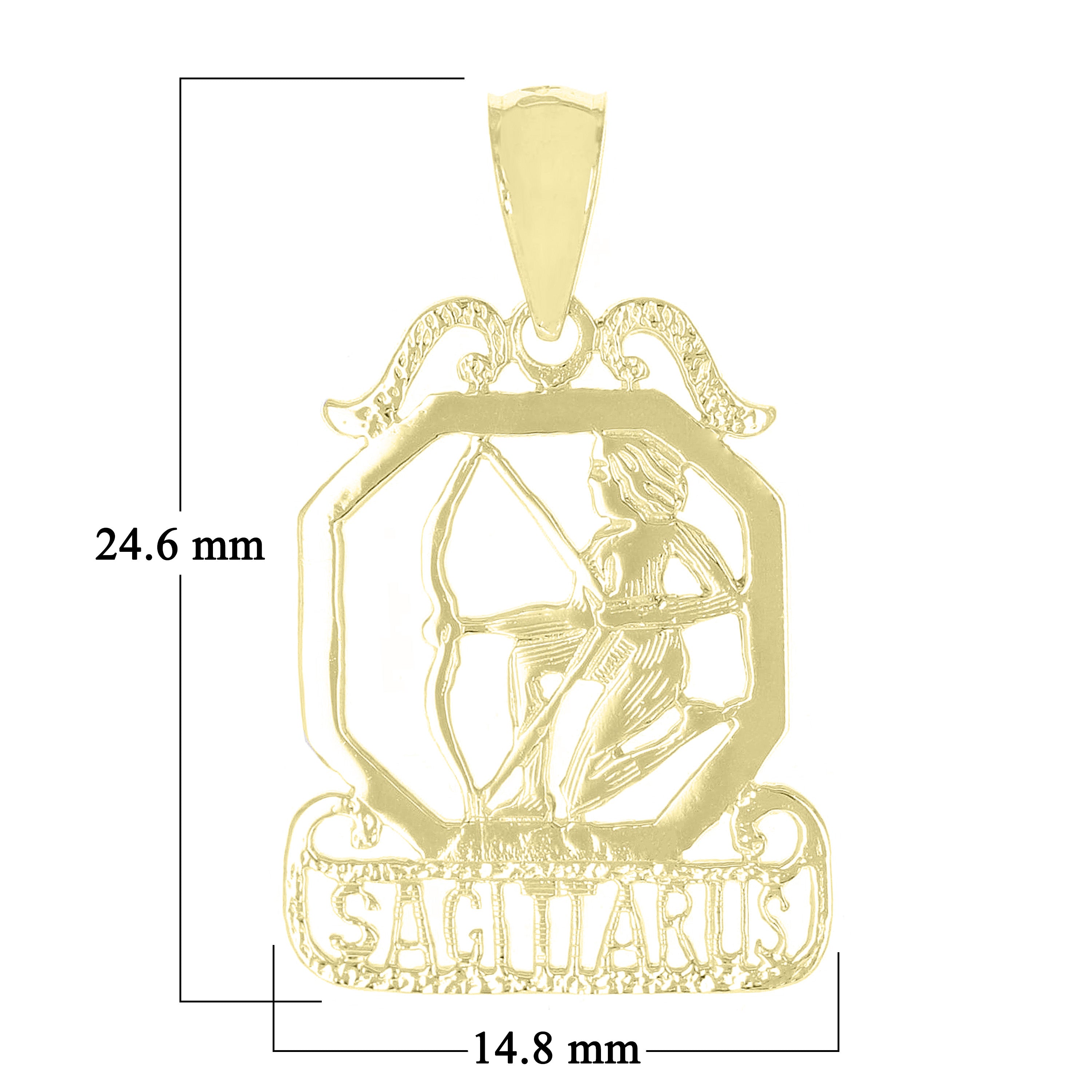 14k Yellow Gold Diamond Zodiac Sign Sagittarius Pendant - Sagittarius,Yellow