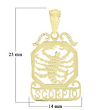 14k Yellow Gold Diamond Zodiac Sign Scorpio Pendant - Scorpio,Yellow