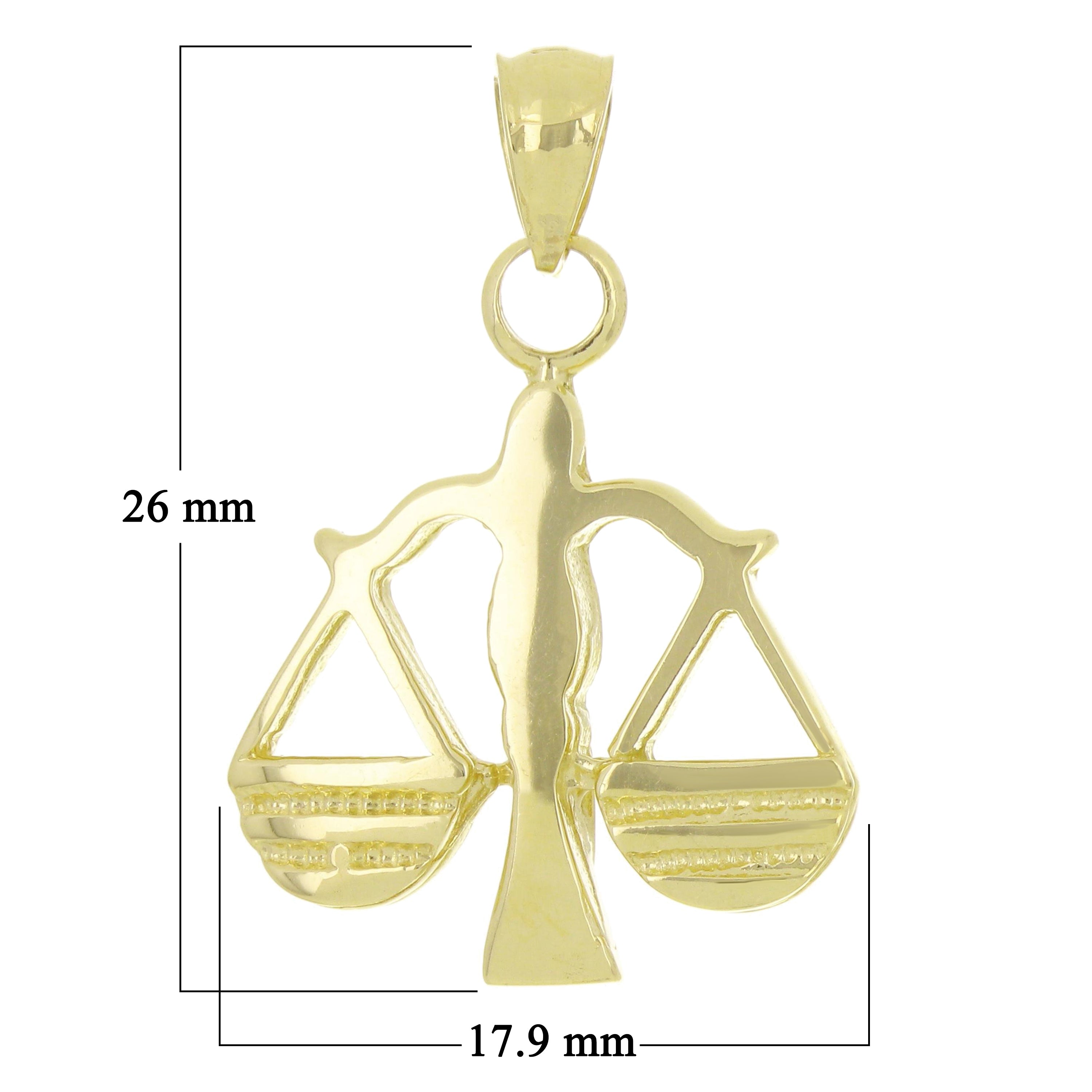 14k Yellow Gold Scales of Justice Libra Zodiac Sign Charm Pendant 3.7 grams - Yellow