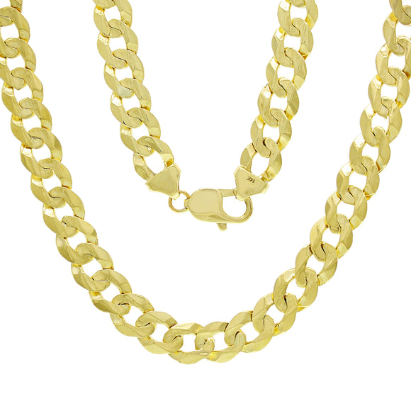 10k Yellow White or Rose Gold Solid Curb Cuban Link Chain Necklace 9mm Various Lengths