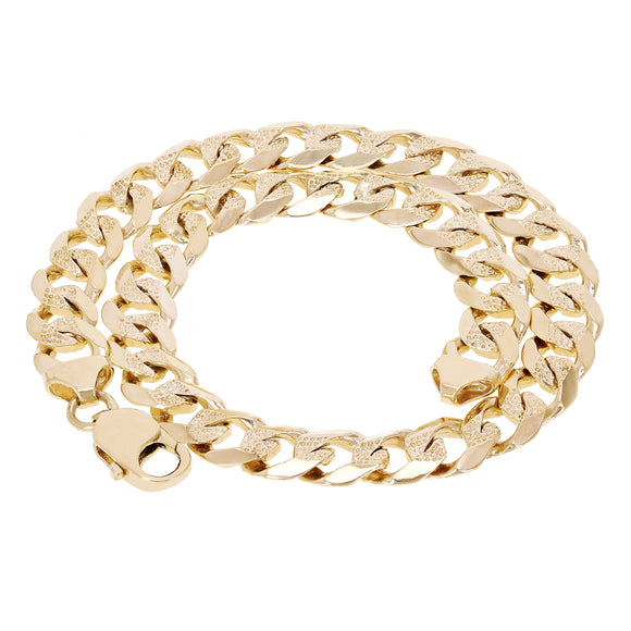 14k Yellow Gold Solid Pave Curb Cuban Link Chain Bracelet 7.5