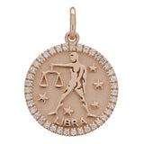 14k Rose Gold  Diamond Zodiac Sign Libra Pendant - Libra,Rose