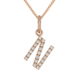 14k Rose Gold Diamond Initial Letter N Charm Pendant Necklace 18" - Letter N,Rose