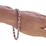 14k White Gold Solid Square Byzantine Bracelet 7" 4.7mm 20.5 grams - White,7"