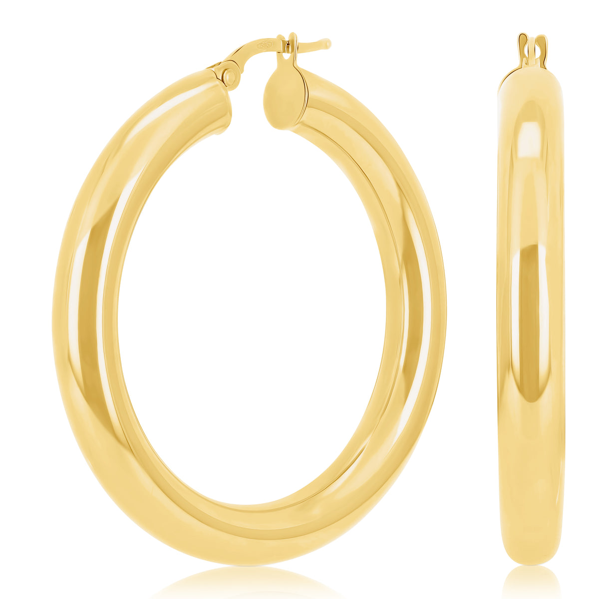 Italienische 14k Gelbgold 5mm Hochglanz Runde 25mm Omega Creolen