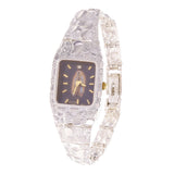 Sterling Silver Nugget Link Wrist Watch Guadalupe Geneve Diamond 6.5-7" 24.7g