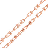 Italian 14k Rose Gold Solid U Shape Hardwear Link Necklace 18" 5mm 13.8 grams - Rose 5mm 18" 13.8 grams