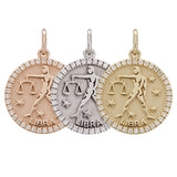 14k Yellow White or Rose Gold Diamond Zodiac Sign Charm Pendant - Libra,Yellow