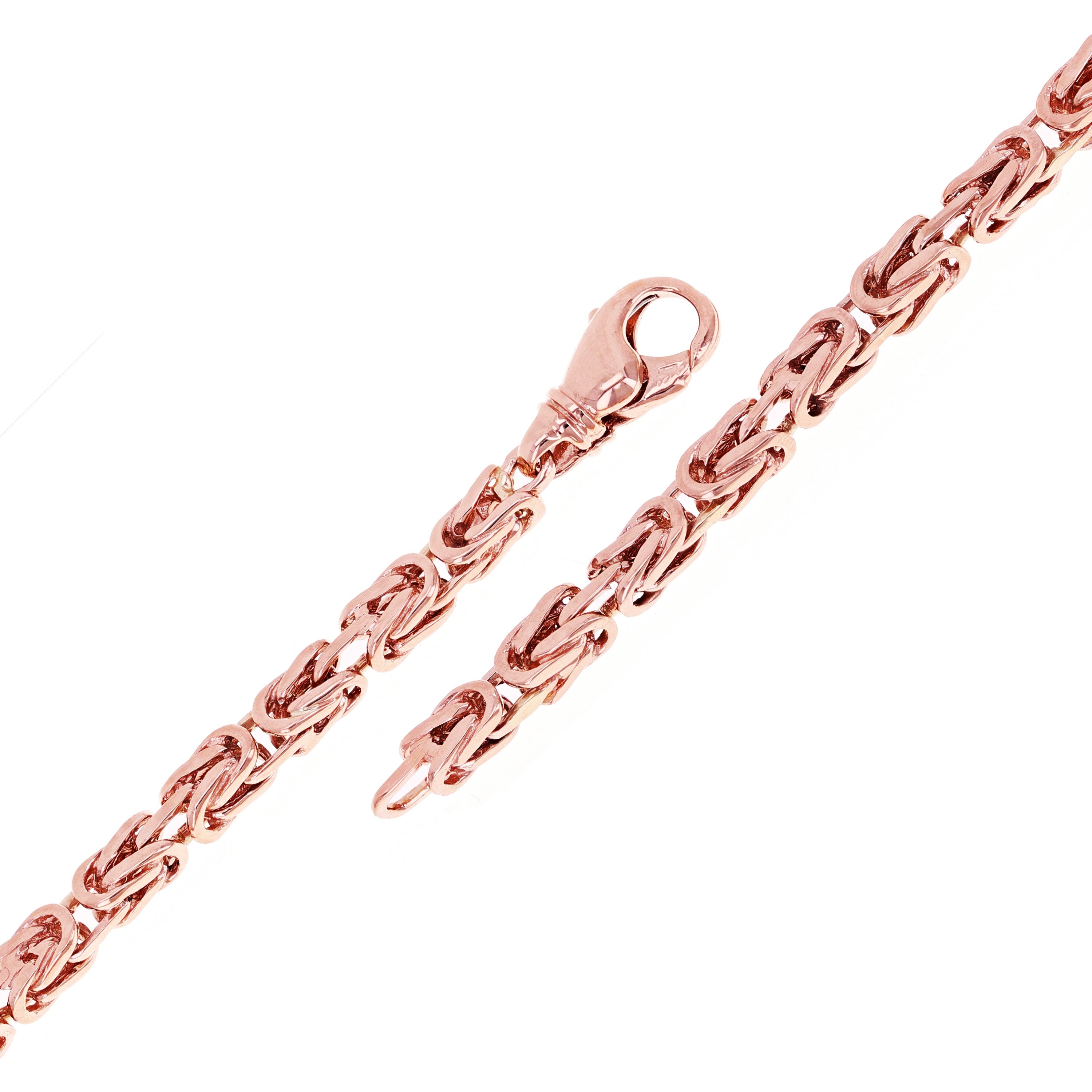 14k Rose Gold Solid Square Byzantine Bracelet Link Chain 7" 4.7mm 20.5 grams - Rose,7"